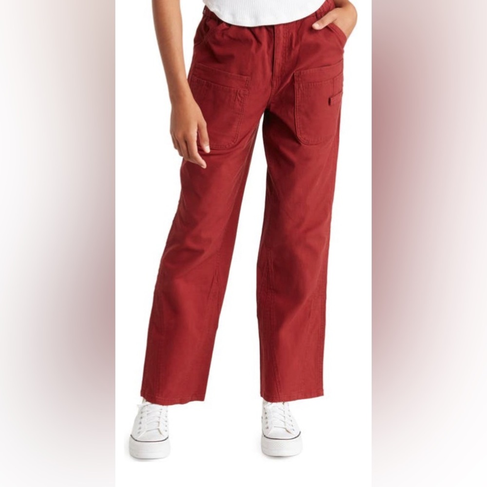 Free People Red Voyage Utility movement Cargo Pant in Cowboy